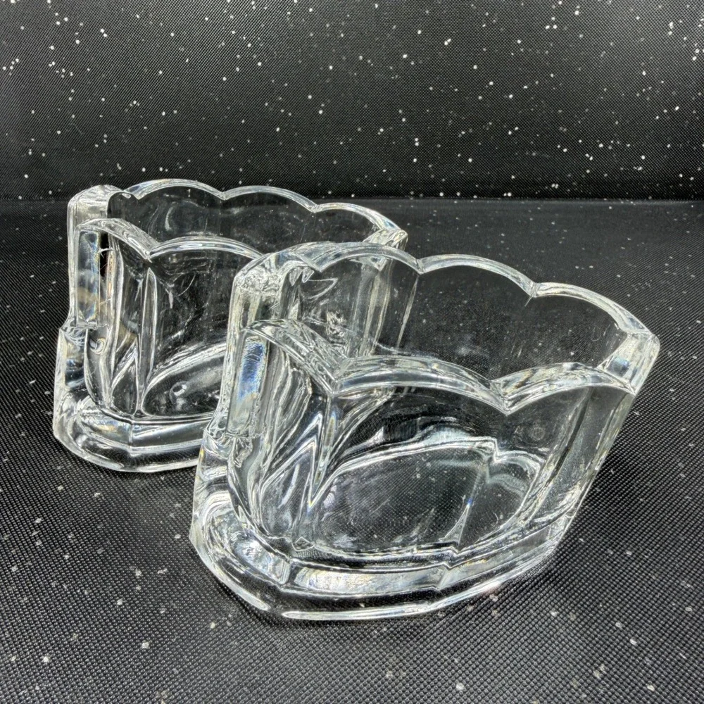 Clamborn Clear Pressed Glass Napkin Holders Spoon Holder Heavy Weighted Base
